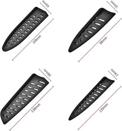 8 Pieces Universal Knife Guards Set, Plastic Kitchen Knife Covers Sleeves Knife Sheath Blade Protector for Paring Utility Santoku Nakiri Cleaver Bread Carving Chef Knife