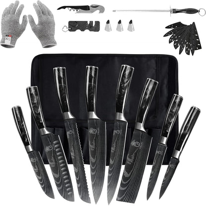 FULLHI Knife Set, 14pcs Japanese Knives Set, Multiple Colour Premium German Stainless Steel Chef Knife Set