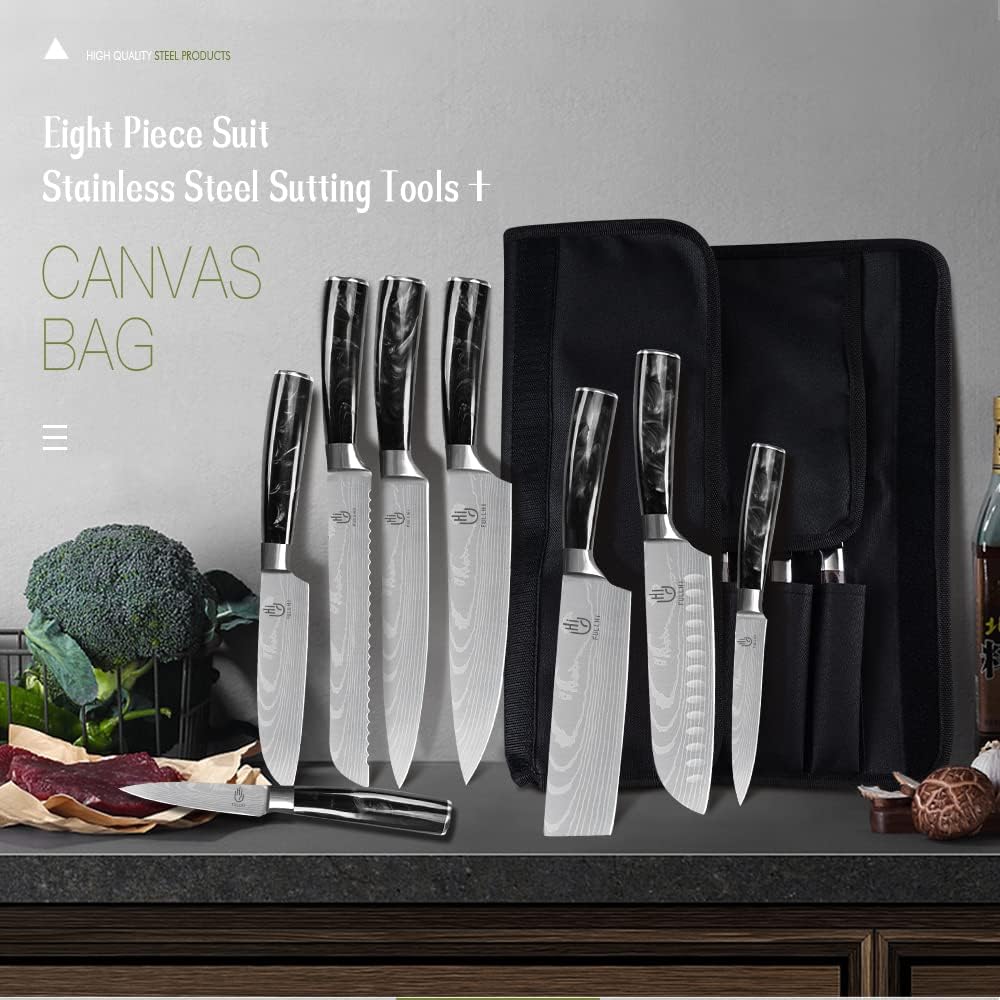 FULLHI Knife Set, 14pcs Japanese Knives Set, Multiple Colour Premium German Stainless Steel Chef Knife Set