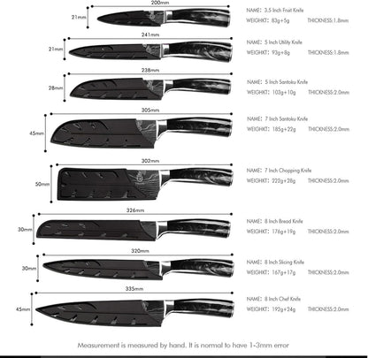 FULLHI Knife Set, 14pcs Japanese Knives Set, Multiple Colour Premium German Stainless Steel Chef Knife Set