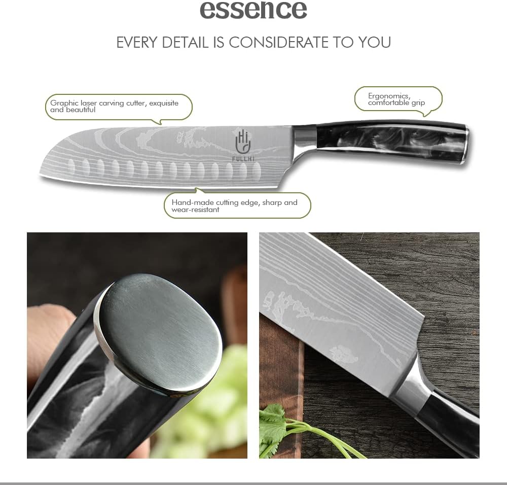 FULLHI Knife Set, 14pcs Japanese Knives Set, Multiple Colour Premium German Stainless Steel Chef Knife Set
