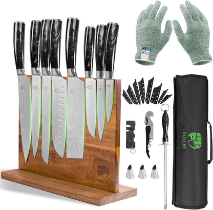 FULLHI Knife Set, 14pcs Japanese Knives Set, Multiple Colour Premium German Stainless Steel Chef Knife Set