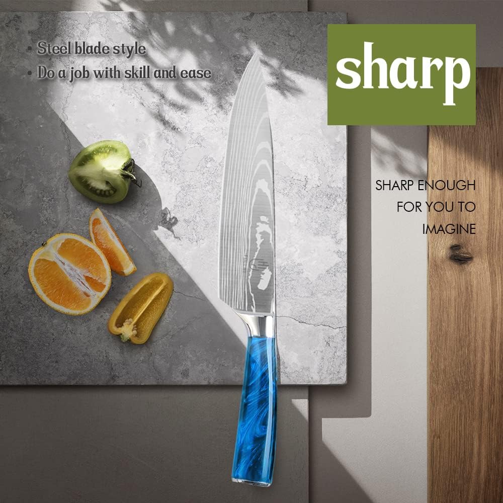 FULLHI Knife Set, 14pcs Japanese Knives Set, Multiple Colour Premium German Stainless Steel Chef Knife Set