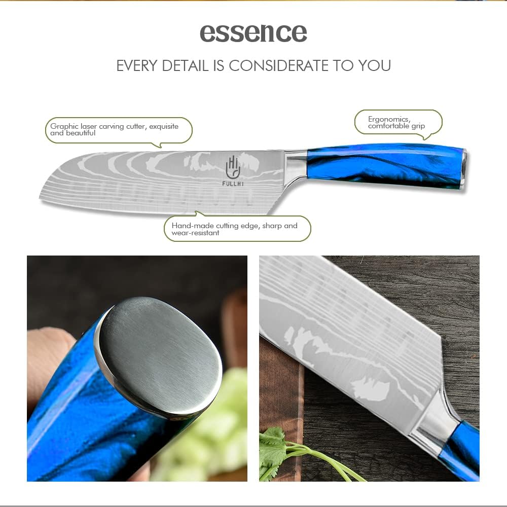 FULLHI Knife Set, 14pcs Japanese Knives Set, Multiple Colour Premium German Stainless Steel Chef Knife Set