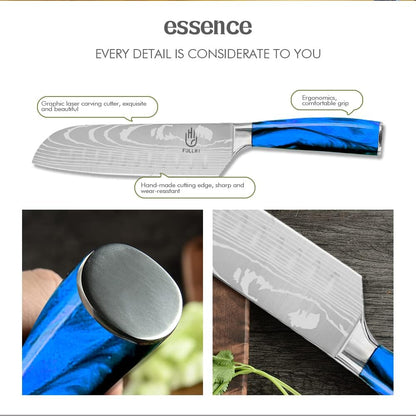 FULLHI Knife Set, 14pcs Japanese Knives Set, Multiple Colour Premium German Stainless Steel Chef Knife Set
