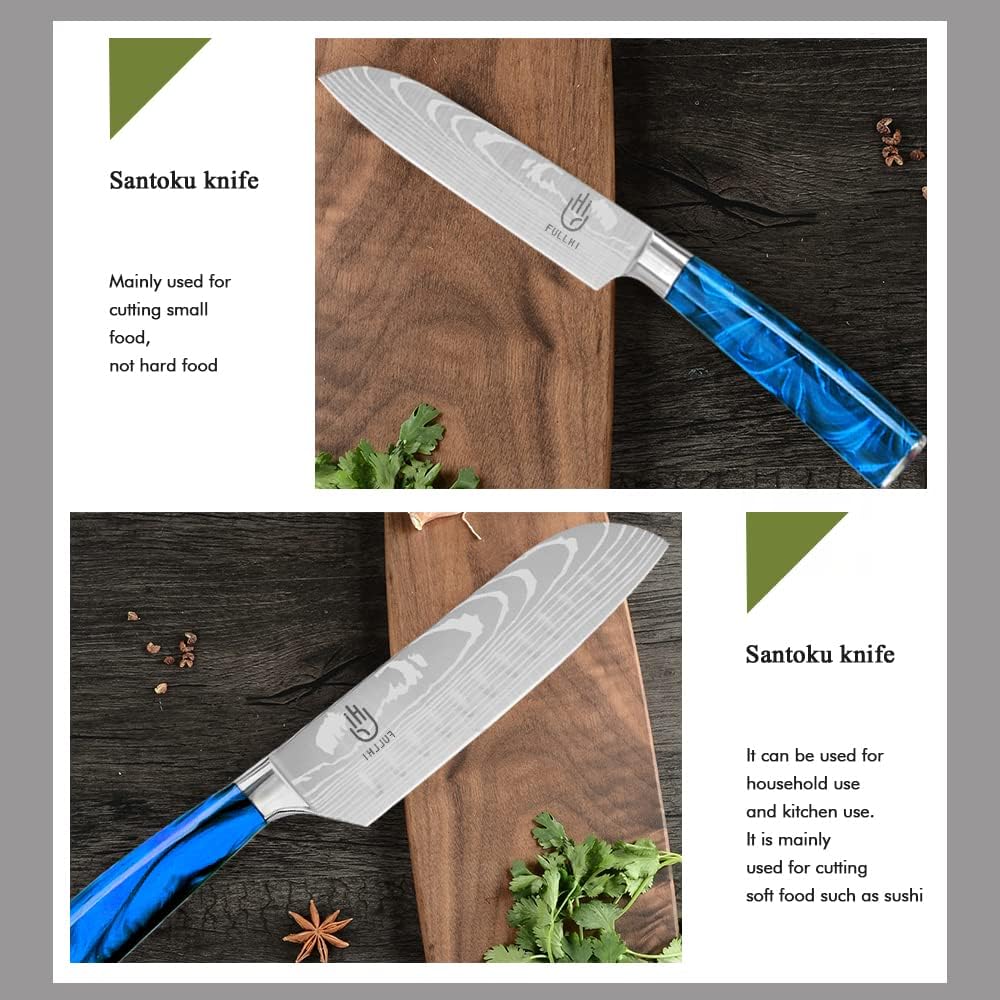 FULLHI Knife Set, 14pcs Japanese Knives Set, Multiple Colour Premium German Stainless Steel Chef Knife Set