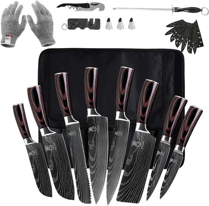 FULLHI Knife Set, 14pcs Japanese Knives Set, Multiple Colour Premium German Stainless Steel Chef Knife Set