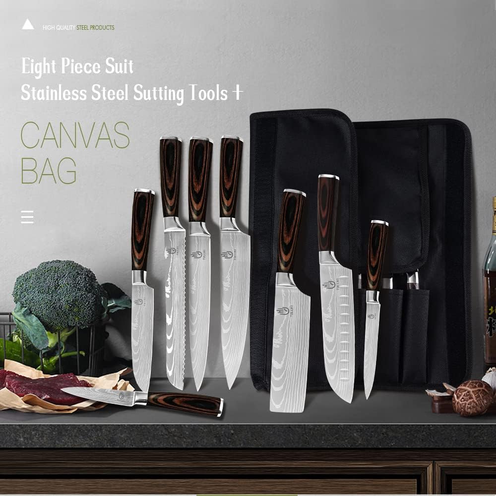 FULLHI Knife Set, 14pcs Japanese Knives Set, Multiple Colour Premium German Stainless Steel Chef Knife Set