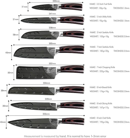 FULLHI Knife Set, 14pcs Japanese Knives Set, Multiple Colour Premium German Stainless Steel Chef Knife Set