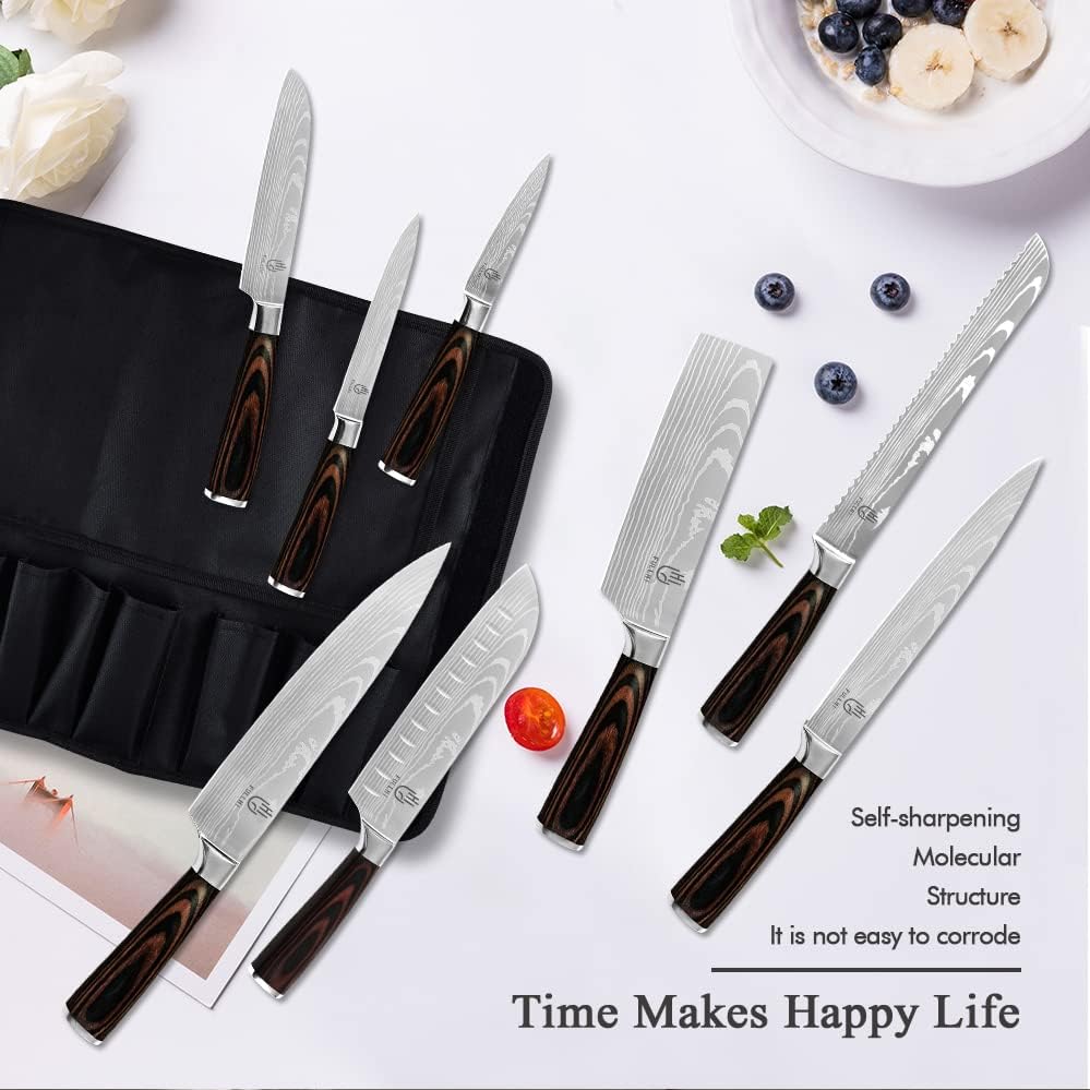 FULLHI Knife Set, 14pcs Japanese Knives Set, Multiple Colour Premium German Stainless Steel Chef Knife Set