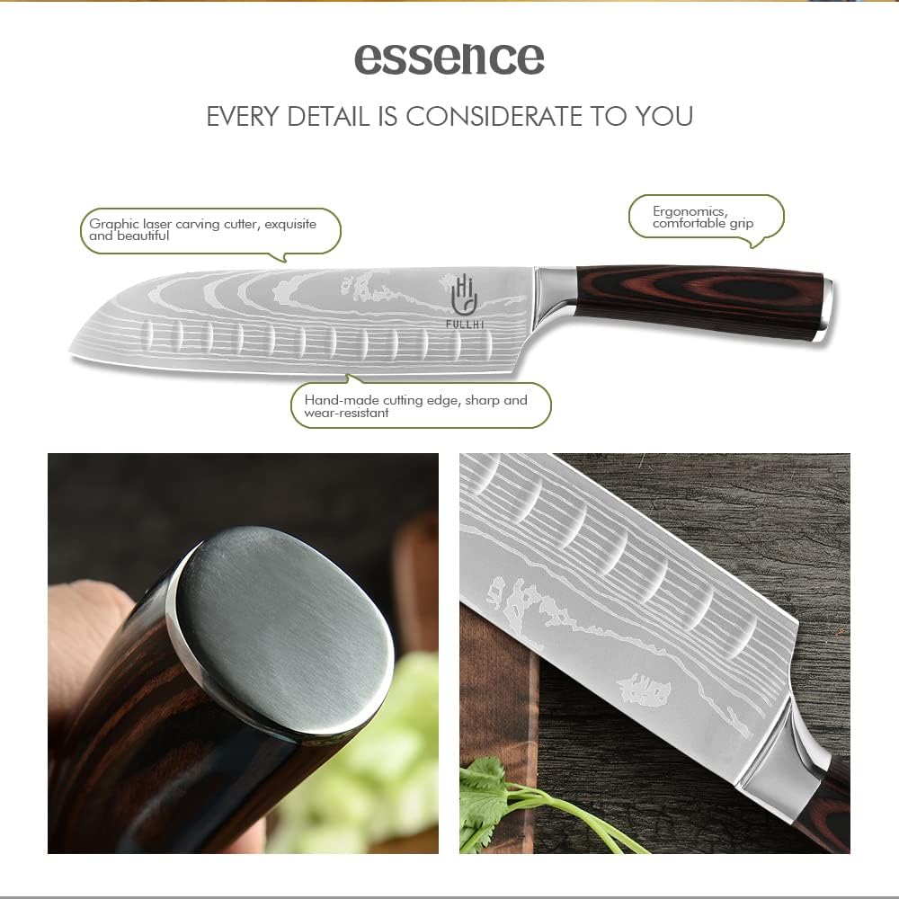FULLHI Knife Set, 14pcs Japanese Knives Set, Multiple Colour Premium German Stainless Steel Chef Knife Set