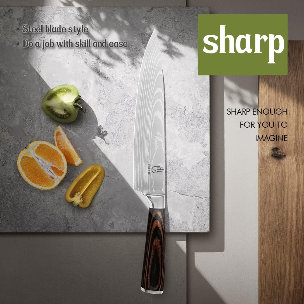 FULLHI Knife Set, 14pcs Japanese Knives Set, Multiple Colour Premium German Stainless Steel Chef Knife Set