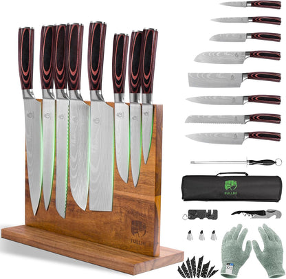 FULLHI Knife Set, 14pcs Japanese Knives Set, Multiple Colour Premium German Stainless Steel Chef Knife Set