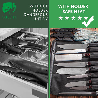 FULLHI Knife Set, 14pcs Japanese Knives Set, Multiple Colour Premium German Stainless Steel Chef Knife Set