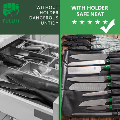 FULLHI Knife Set, 14pcs Japanese Knives Set, Multiple Colour Premium German Stainless Steel Chef Knife Set