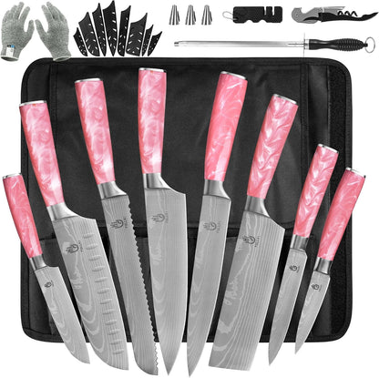 FULLHI Knife Set, 14pcs Japanese Knives Set, Multiple Colour Premium German Stainless Steel Chef Knife Set