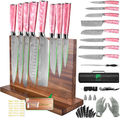 FULLHI Knife Set, 14pcs Japanese Knives Set, Multiple Colour Premium German Stainless Steel Chef Knife Set