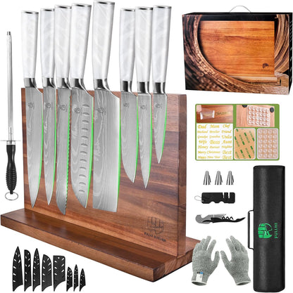 FULLHI Knife Set, 14pcs Japanese Knives Set, Multiple Colour Premium German Stainless Steel Chef Knife Set