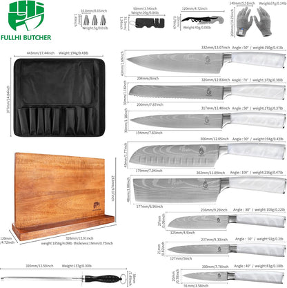 FULLHI Knife Set, 14pcs Japanese Knives Set, Multiple Colour Premium German Stainless Steel Chef Knife Set