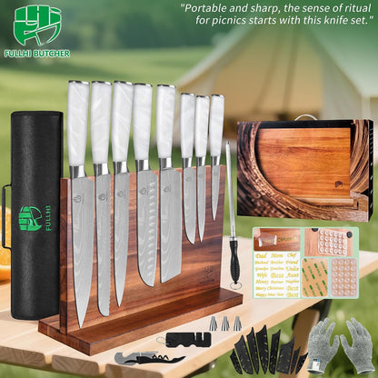 FULLHI Knife Set, 14pcs Japanese Knives Set, Multiple Colour Premium German Stainless Steel Chef Knife Set