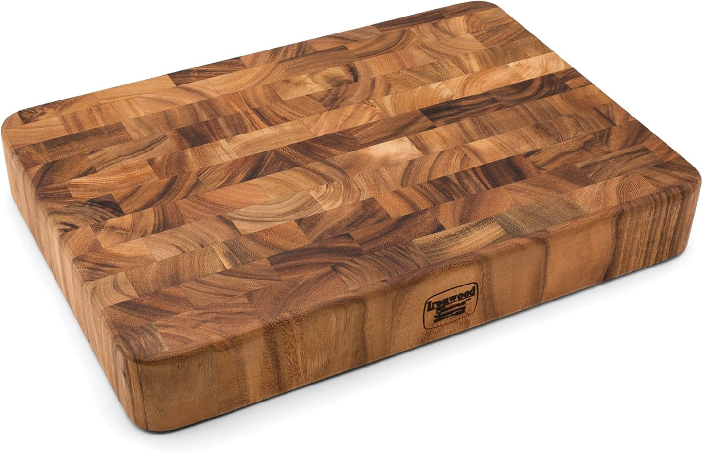 Gourmet End Grain Union Stock Yard Professional Chopping Butcher Block, Brown, 14 x 20 x 2.75" | Large 14" x 20" x 3" Chopping Block | Knife Friendly End Grain | Thick Cutting Board | Meat Carving Board | Meal Prep