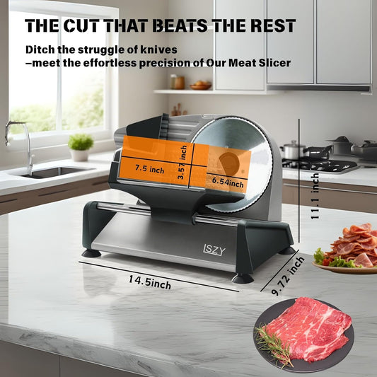 Meat Slicer Machine for Home, Electric Deli Meat Slicer with 2 Removable 7.5'' Blades ETL Certified, Adjustable Thickness Deli Slicer-Food Cutter for Meat Beef Bread