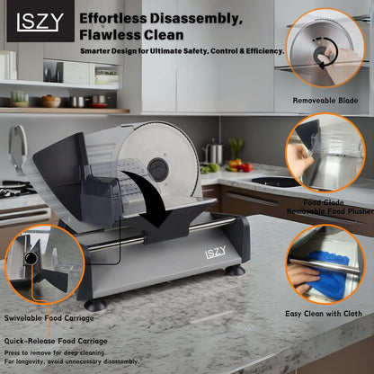 Meat Slicer Machine for Home, Electric Deli Meat Slicer with 2 Removable 7.5'' Blades ETL Certified, Adjustable Thickness Deli Slicer-Food Cutter for Meat Beef Bread