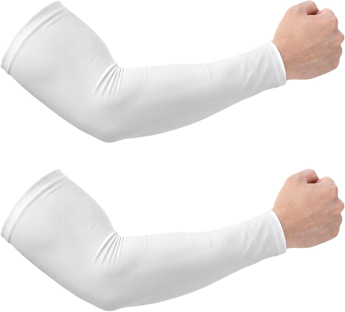 2 Pairs White Arm Sleeves for Women Men UV Sun Protection White Arm Sleeve Arm Covers for Women Arm Compression Sleeves Men