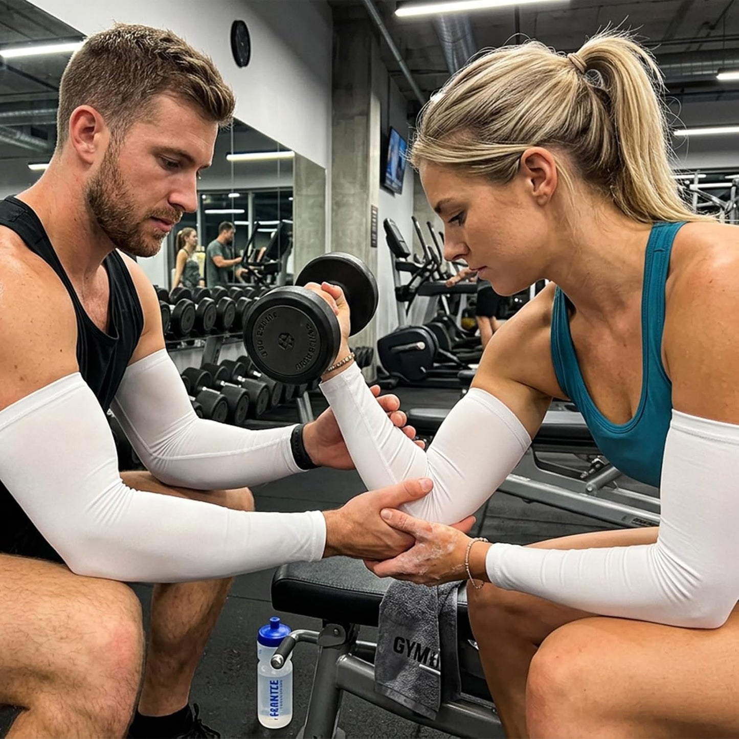 2 Pairs White Arm Sleeves for Women Men UV Sun Protection White Arm Sleeve Arm Covers for Women Arm Compression Sleeves Men