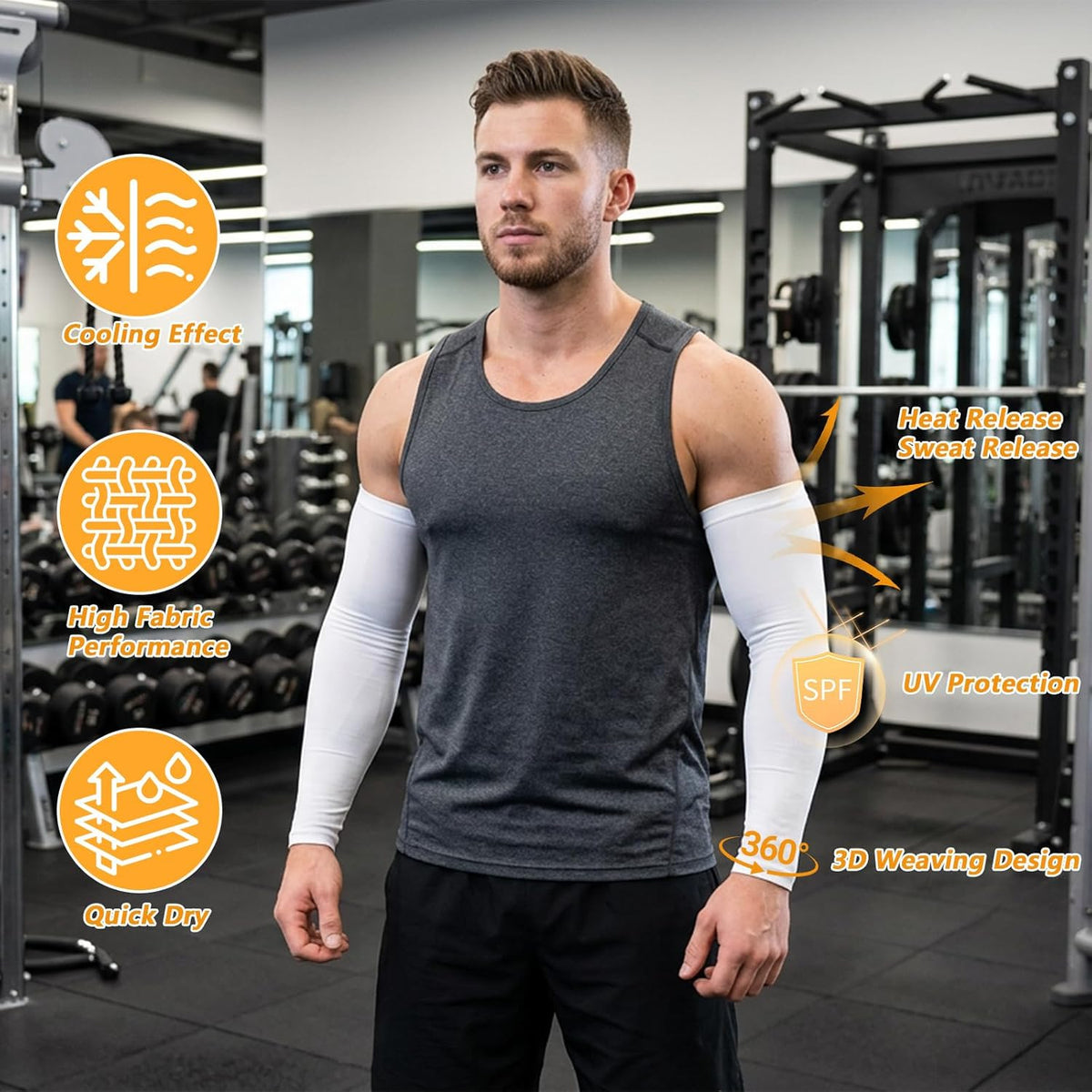 2 Pairs White Arm Sleeves for Women Men UV Sun Protection White Arm Sleeve Arm Covers for Women Arm Compression Sleeves Men