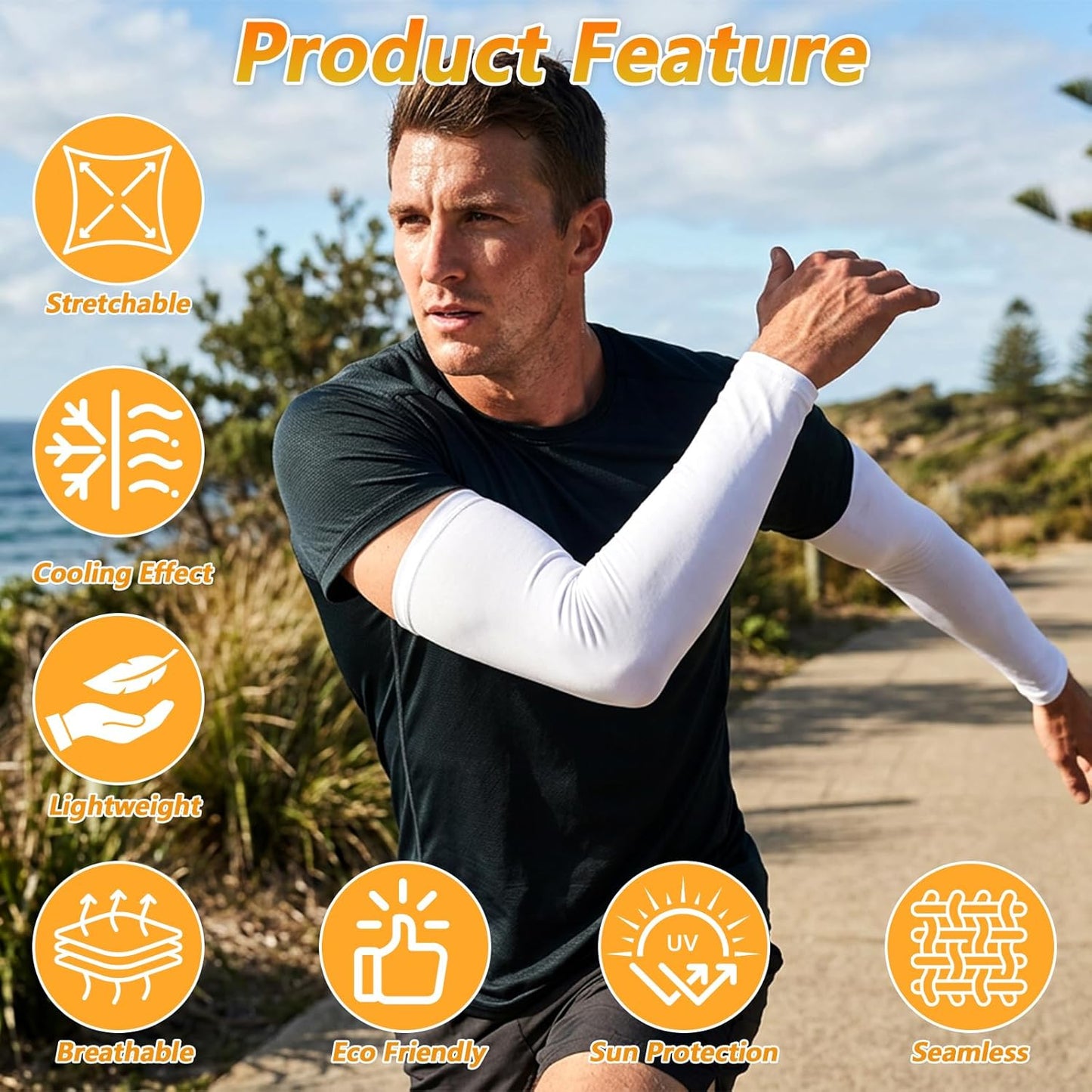 2 Pairs White Arm Sleeves for Women Men UV Sun Protection White Arm Sleeve Arm Covers for Women Arm Compression Sleeves Men
