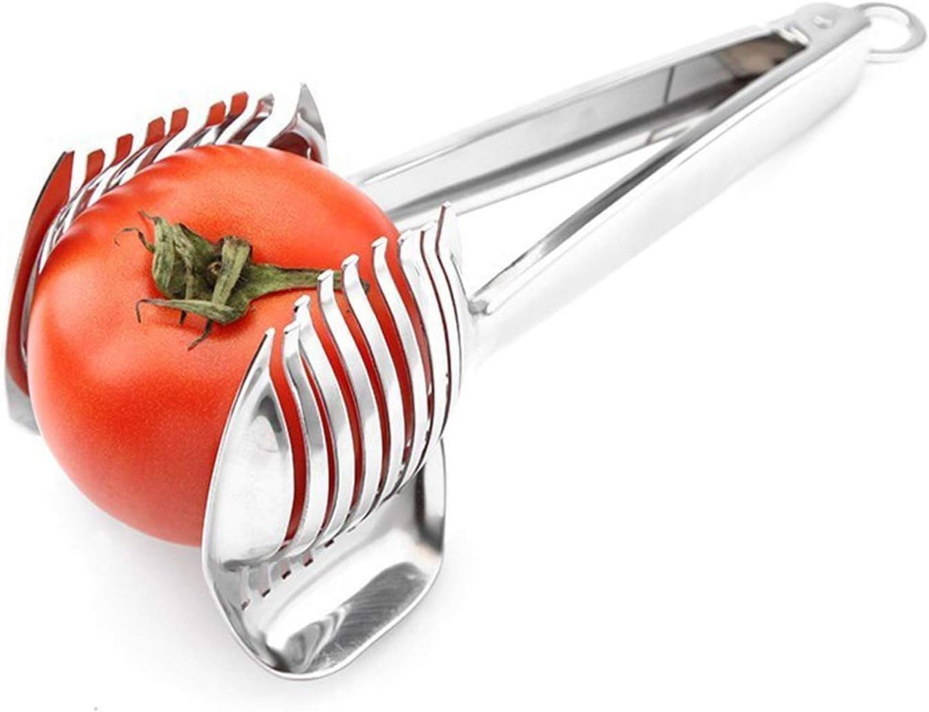 Tomato Slicer Lemon Cutter Multipurpose Handheld Round Fruit Tongs Stainless Steel Onion Holder Easy Slicing Kiwi Fruits & Vegetable Tools Kitchen Cutting Aid Gadgets Tool