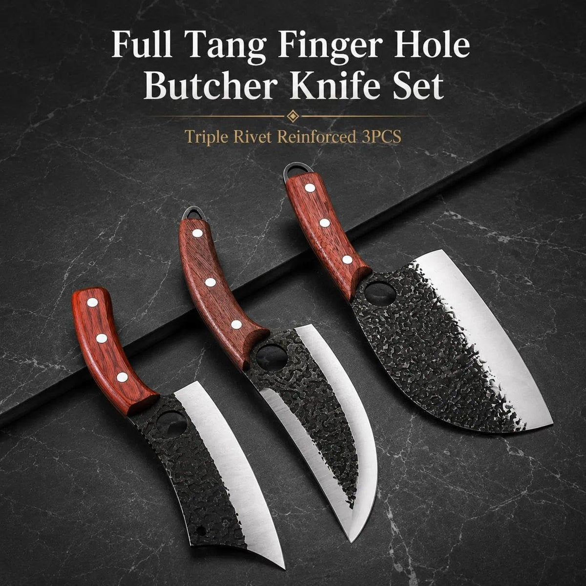 12-Piece Butcher Knife Set, Roll Bag