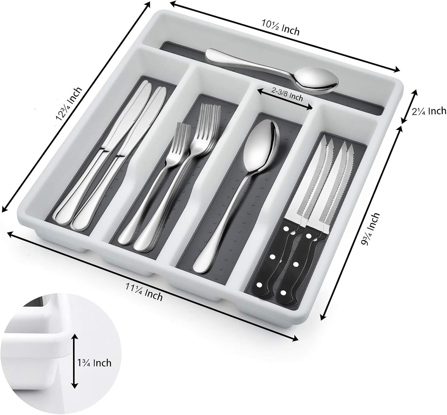 24-Piece Silverware Set with Organizer Tray and Steak Knives, Stainless Steel Flatware Cutlery Service for 4, Basic Tableware Eating Utensils for Home Kitchen, Mirror Polished, Dishwasher Safe
