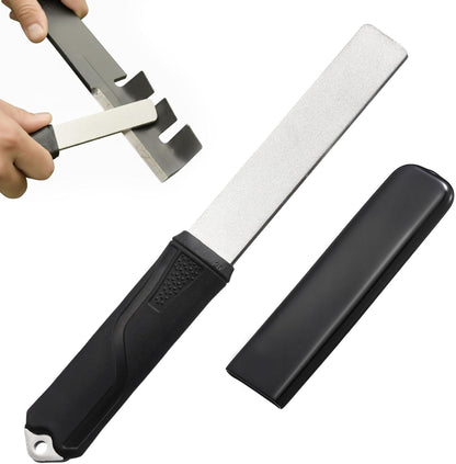 Diamond Sharpening 121n Dual-grit Knife Sharpener Stone Tool Lawn Mower Blade Sharpener File Garden Tool 325/1200 Grit Handheld Double with Angle Guide for Kitchen Axe Machete Chisel Drill