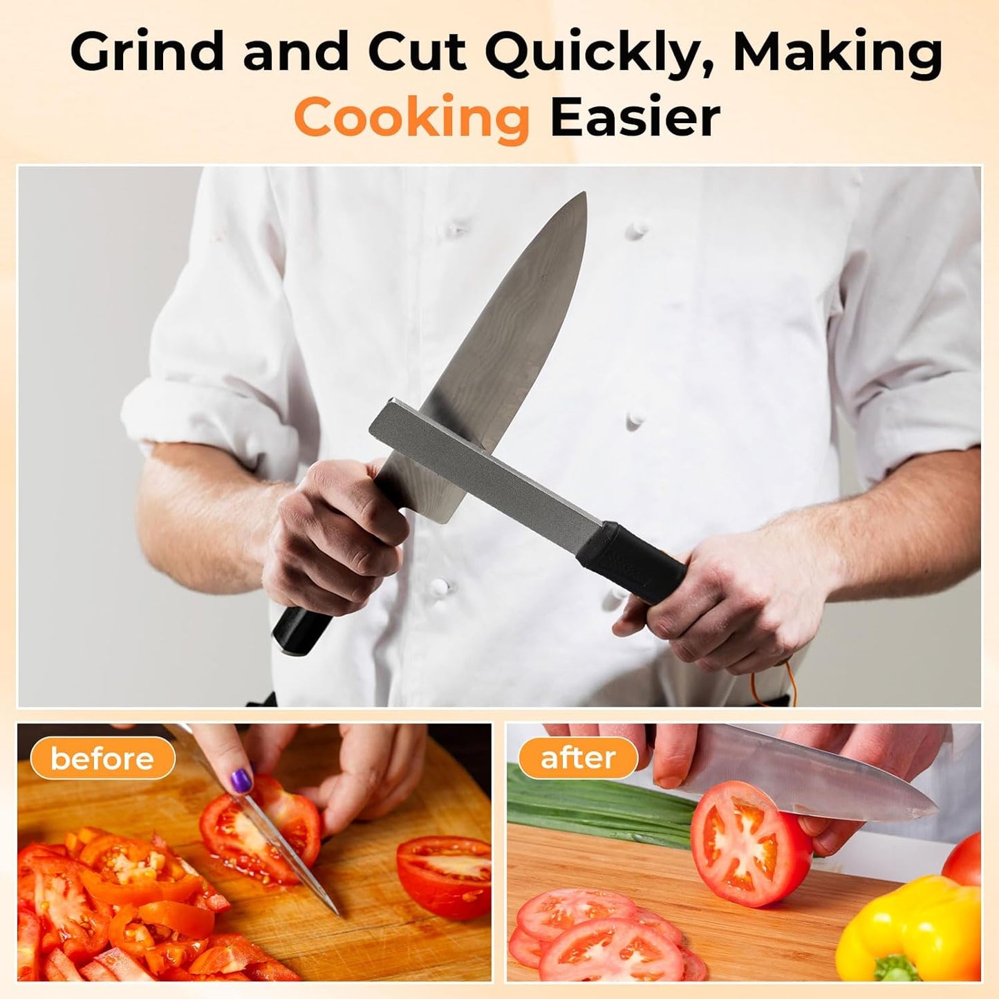 Diamond Sharpening 121n Dual-grit Knife Sharpener Stone Tool Lawn Mower Blade Sharpener File Garden Tool 325/1200 Grit Handheld Double with Angle Guide for Kitchen Axe Machete Chisel Drill