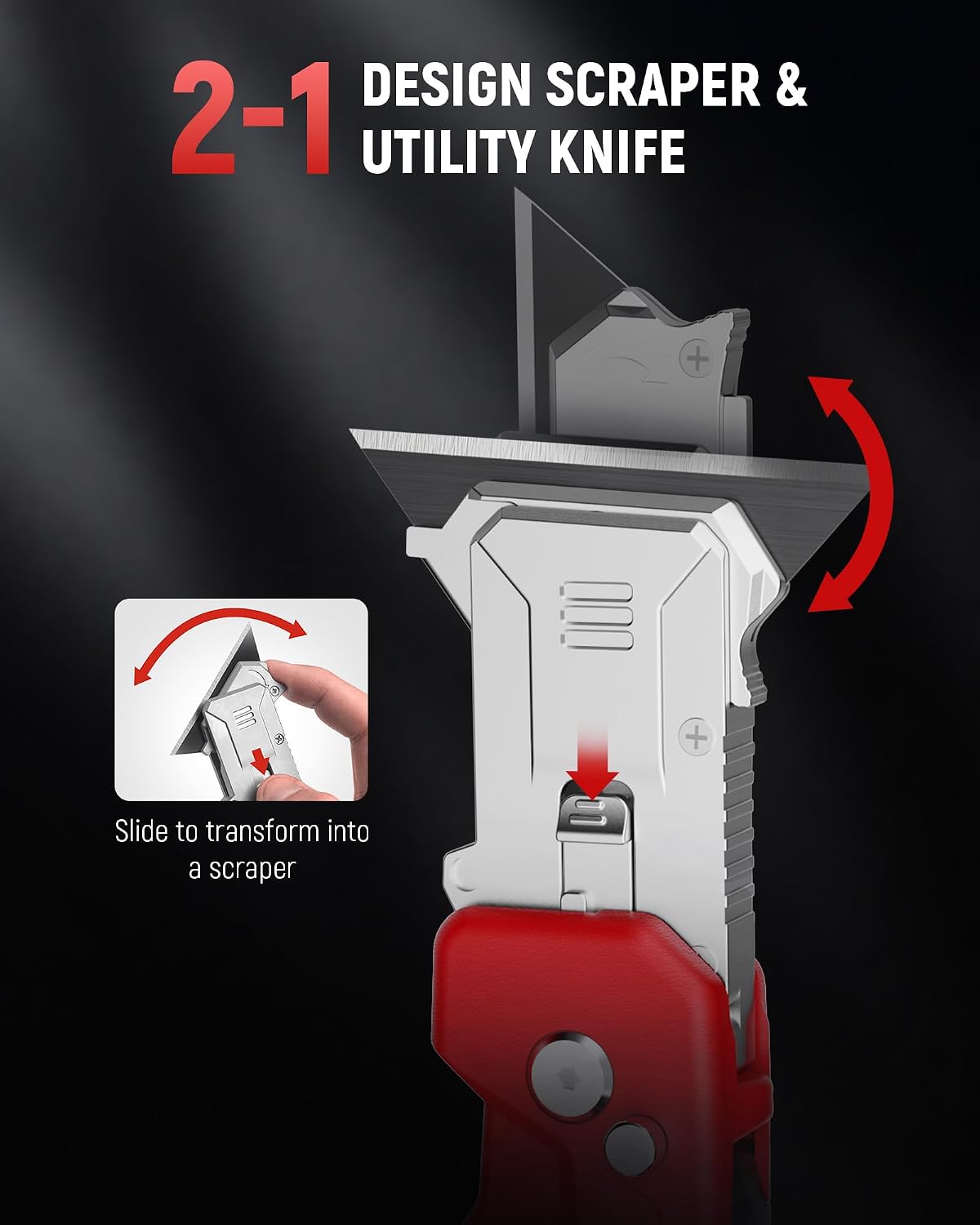 2-in-1 Utility Knife, Razor Blade Scraper, Box Cutter for EDC