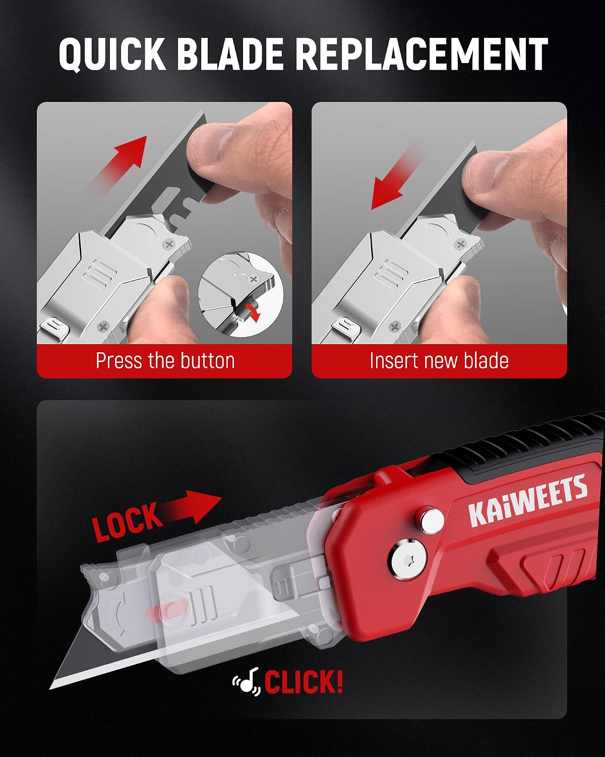 2-in-1 Utility Knife, Razor Blade Scraper, Box Cutter for EDC