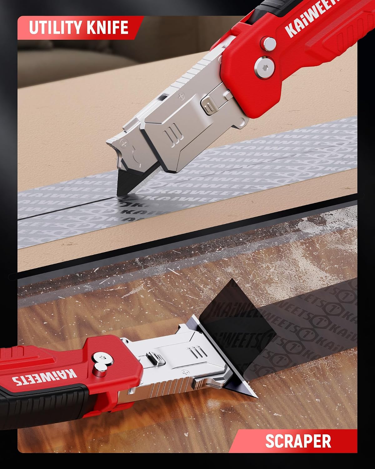 2-in-1 Utility Knife, Razor Blade Scraper, Box Cutter for EDC