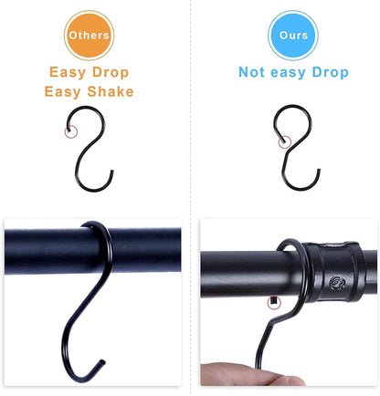 50.4 inch Hanging Pot Rack Wall Mounted Pot Pans Hanging Rail, Industrial Long Pot Pan Bar With 15 S Hooks, Black Pot Hangers Kitchen Pot and Pan Hanging Rack