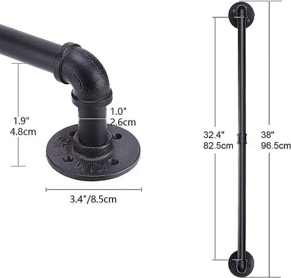 50.4 inch Hanging Pot Rack Wall Mounted Pot Pans Hanging Rail, Industrial Long Pot Pan Bar With 15 S Hooks, Black Pot Hangers Kitchen Pot and Pan Hanging Rack