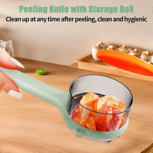 Peeling Knife with Container Box,Peeling Knife with Storage Box,Vegetable Peeler Stainless Stee Veggie Peeler Easy to Clean Peelers for Home Kitchen Fruit Peeling Supplies