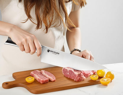15 PCS Knife Set with Block,Pakkawood Handle Kitchen Knife Set | Ultra Sharp Chef Knife set with sharpener, High Carbon Stainless Steel, Non-Slip Grip for Cooking, Gift Box for Dad Father