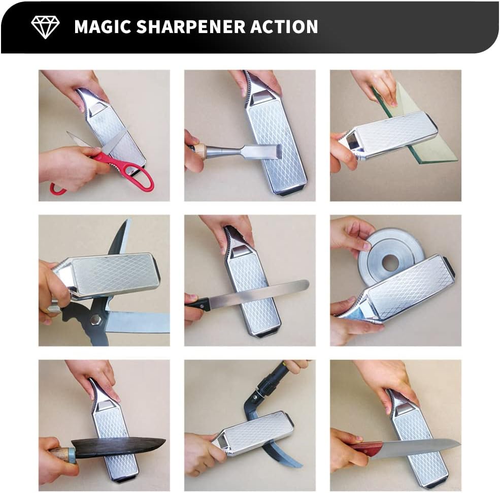 Knife Sharpeners Handheld 300/600 Grit Double Sided Diamond Knife Sharpening Weststone Stone for Kitchen Knives Scissors Garden Tools with scissors sharpener(SHA-2W SET)