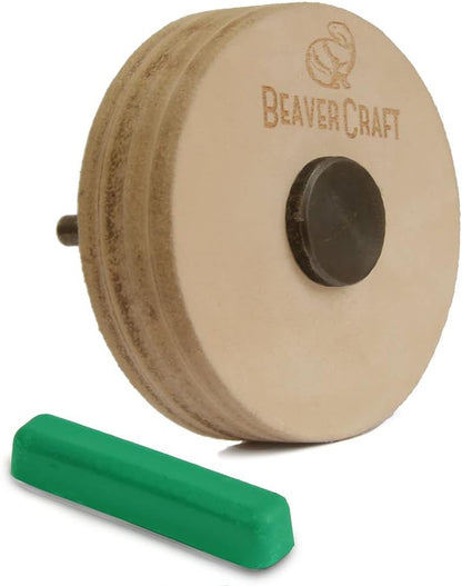 Knife Sharpening Wheel 7cm PW1 - Buffing Wheel and Polishing Stropping Compound for Knives, Chisels, Woodworking Carving Tools