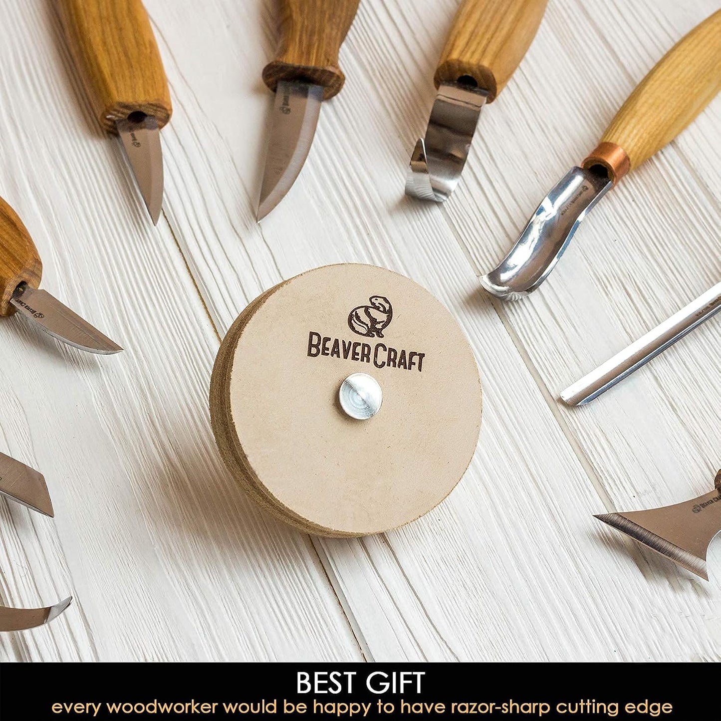 Knife Sharpening Wheel 7cm PW1 - Buffing Wheel and Polishing Stropping Compound for Knives, Chisels, Woodworking Carving Tools