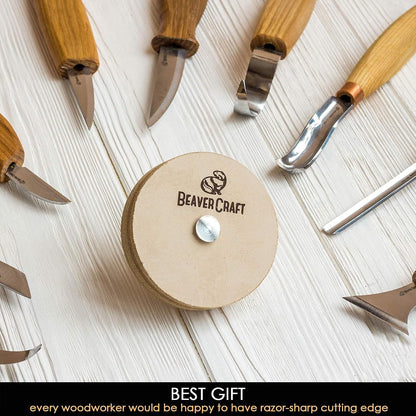 Knife Sharpening Wheel 7cm PW1 - Buffing Wheel and Polishing Stropping Compound for Knives, Chisels, Woodworking Carving Tools