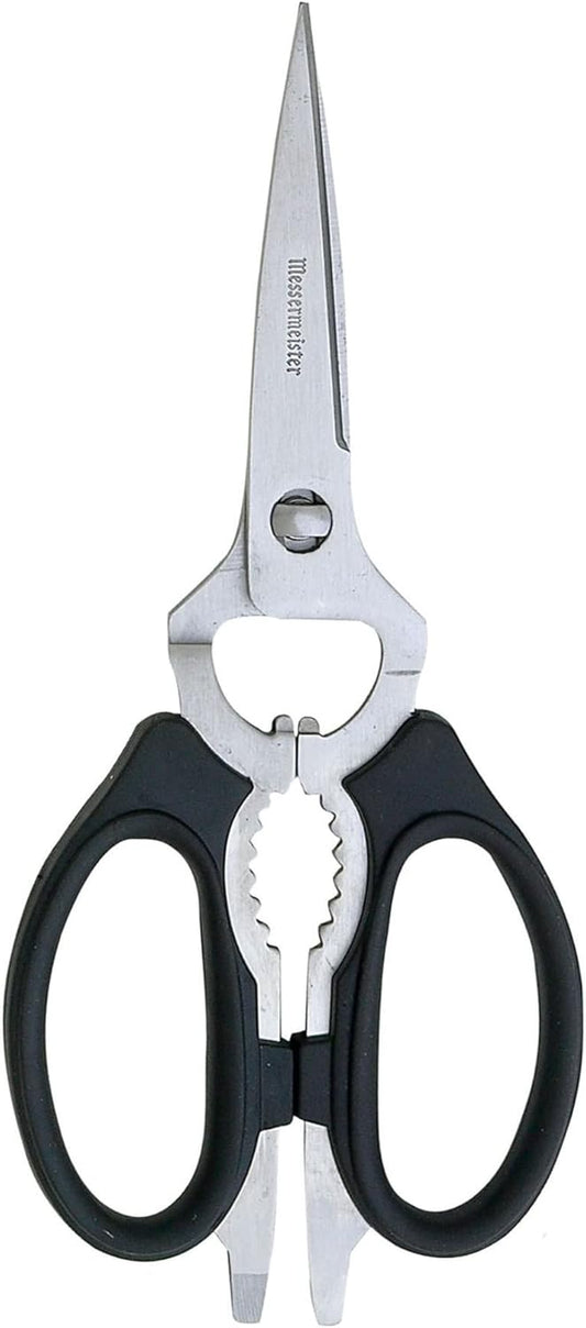 8-Inch Take-Apart Kitchen Scissors, Black - Includes Screwdriver, Nut Cracker, Jar Lid Opener/Gripper, Bottle Opener & Bone + Twig Cutter - Suitable for Lefties & Righties