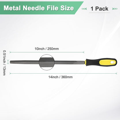 Triangular Metal File 10 Inch, High Carbon Steel Diamond Hand W PVC Grip Handle for Wood/Metal/Ceramic/Glass/Stone/Jewelry/Tile/Model/DIY/Sharpening File