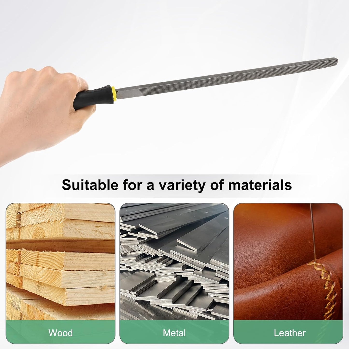 Triangular Metal File 10 Inch, High Carbon Steel Diamond Hand W PVC Grip Handle for Wood/Metal/Ceramic/Glass/Stone/Jewelry/Tile/Model/DIY/Sharpening File